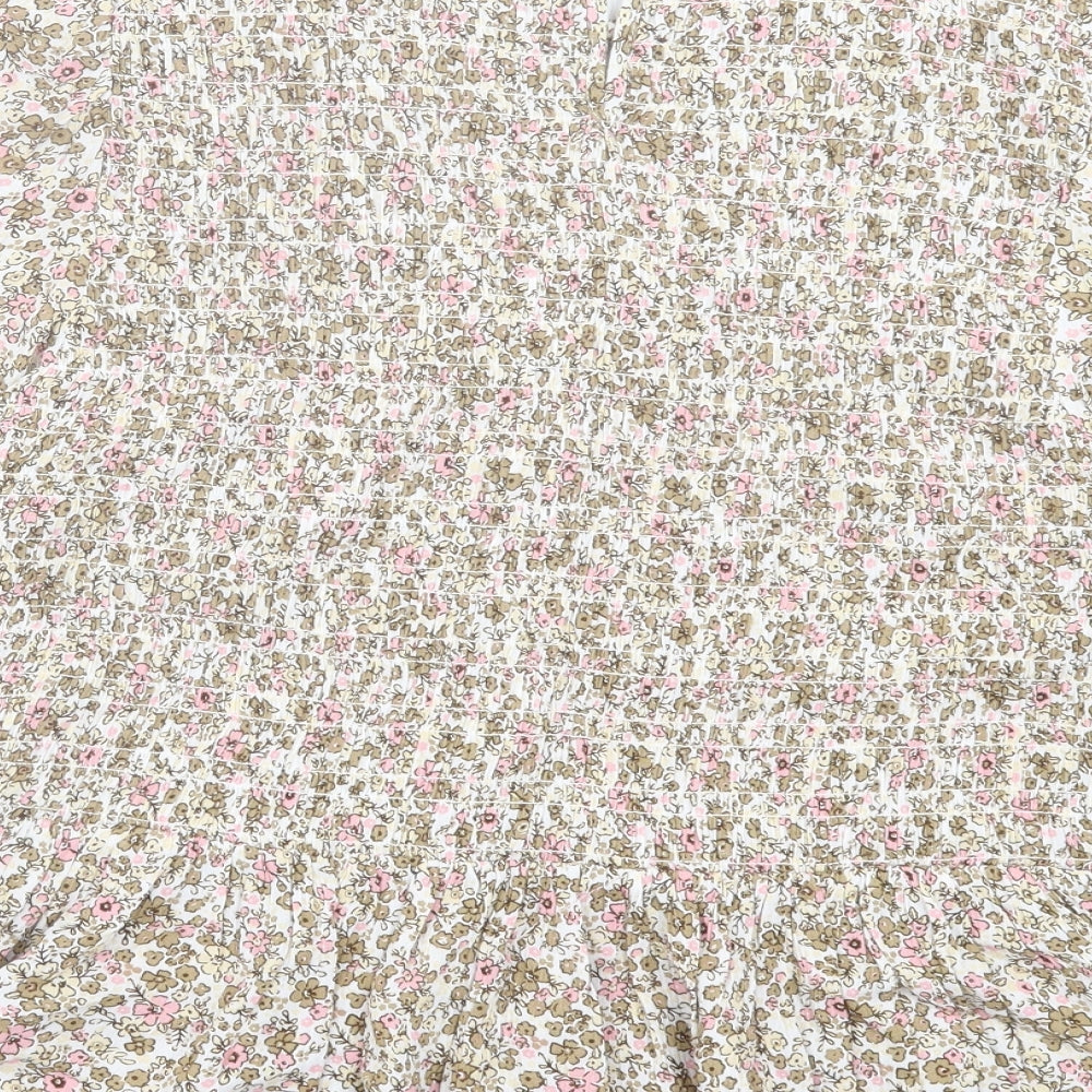 TU Womens Multicoloured Floral Viscose Basic Blouse Size 14 Round Neck