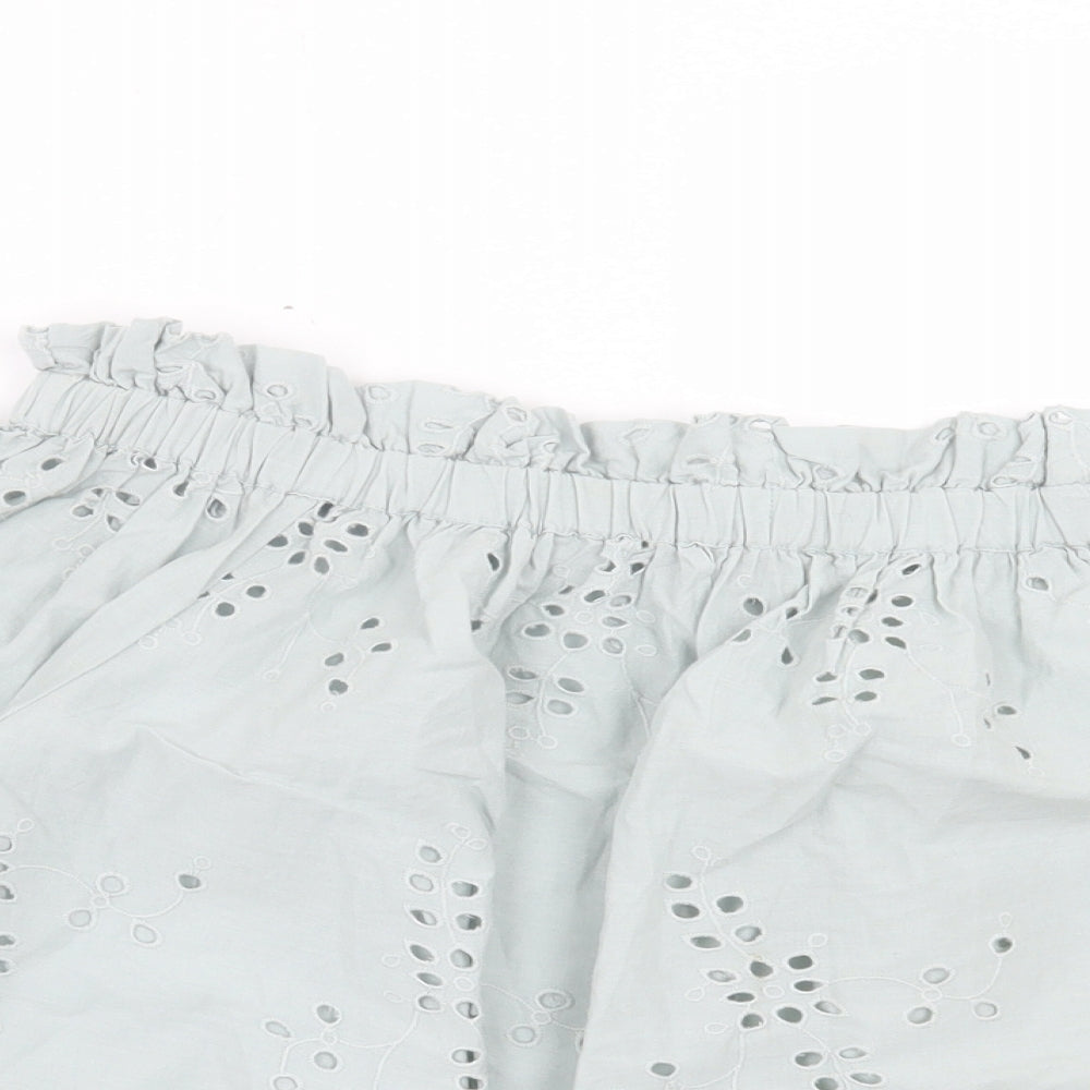 F&F Womens Blue Floral Cotton Basic Blouse Size 14 Off the Shoulder