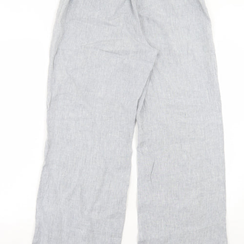Horsan Womens Grey Linen Trousers Size 12 L31 in Regular Button