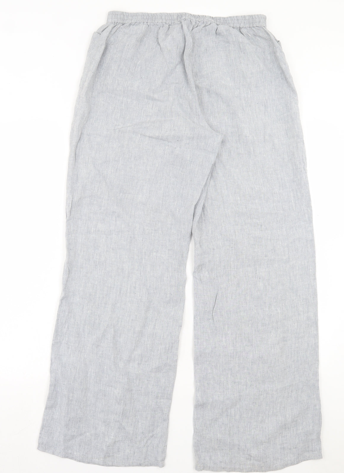 Horsan Womens Grey Linen Trousers Size 12 L31 in Regular Button