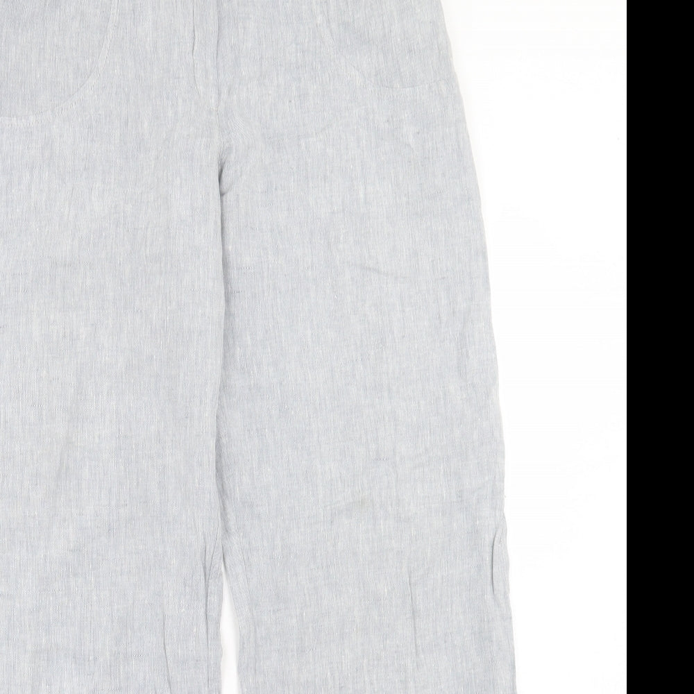 Horsan Womens Grey Linen Trousers Size 12 L31 in Regular Button