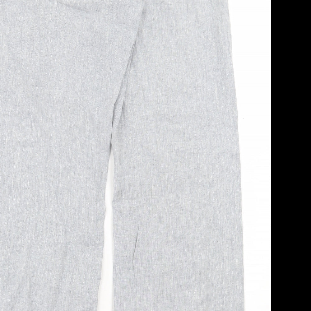 Horsan Womens Grey Linen Trousers Size 12 L31 in Regular Button