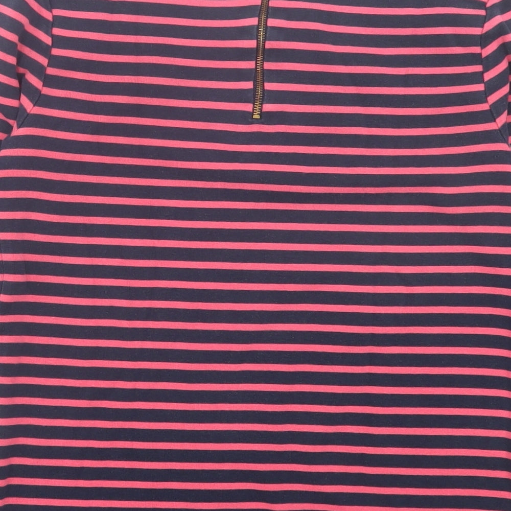 John Lewis Womens Pink Striped Cotton Basic T-Shirt Size 8 Crew Neck