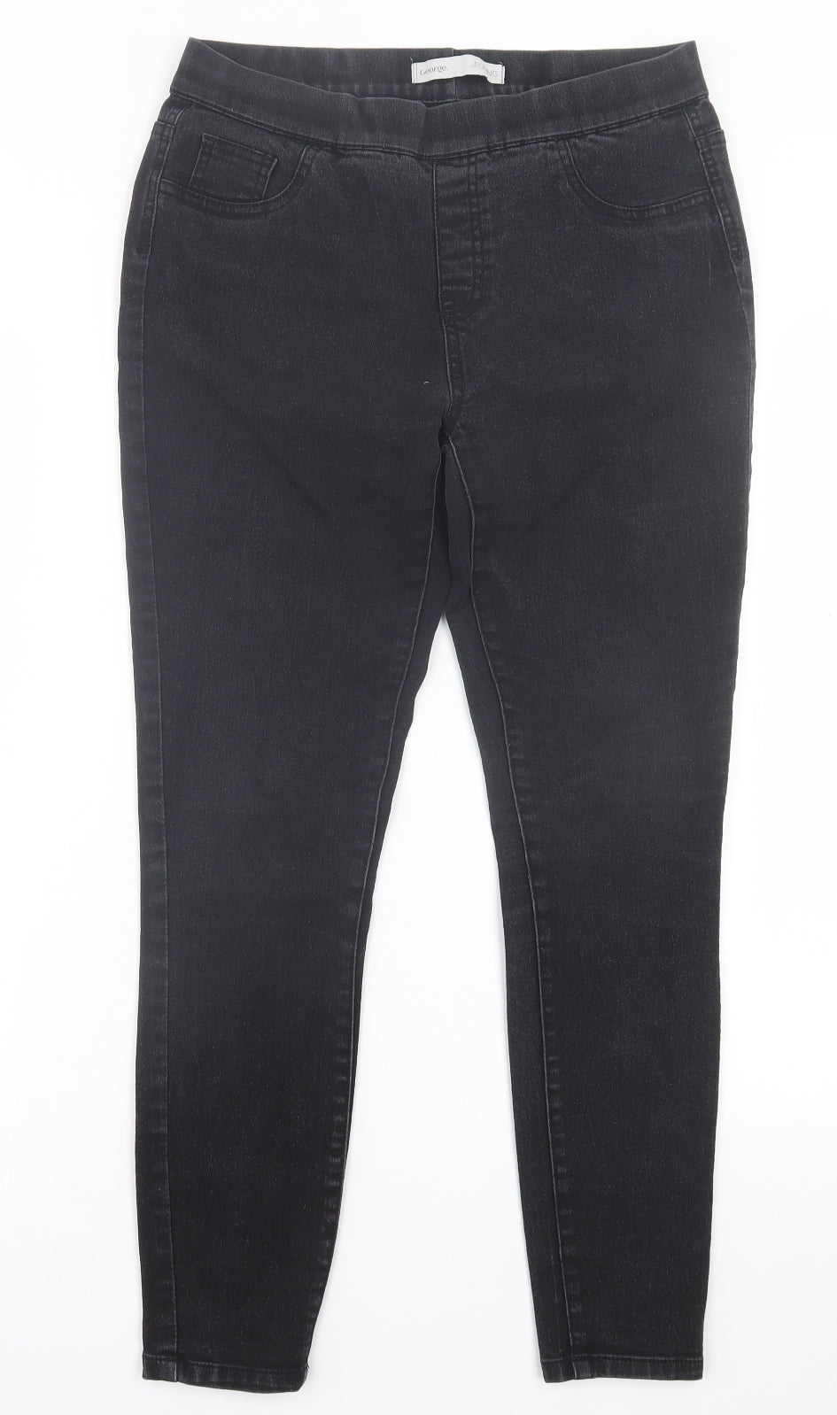 George Womens Black Cotton Jegging Trousers Size 12 L27 in Regular
