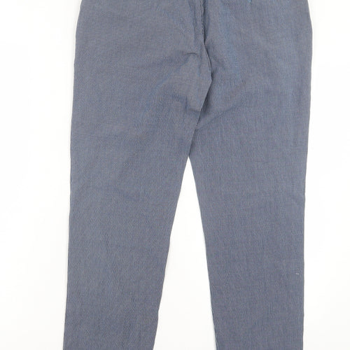 Revolution Mens Blue Striped Cotton Trousers Size 30 in L29 in Regular Button
