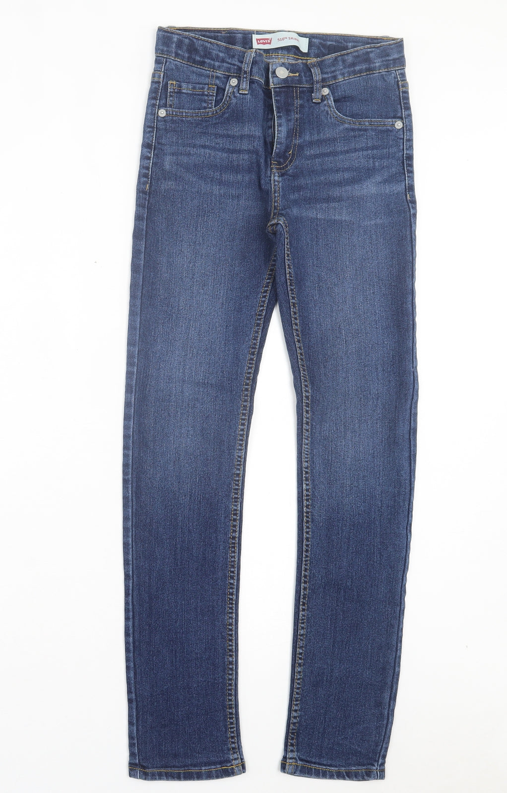Levi's Girls Blue Cotton Skinny Jeans Size 14 Years Regular Button