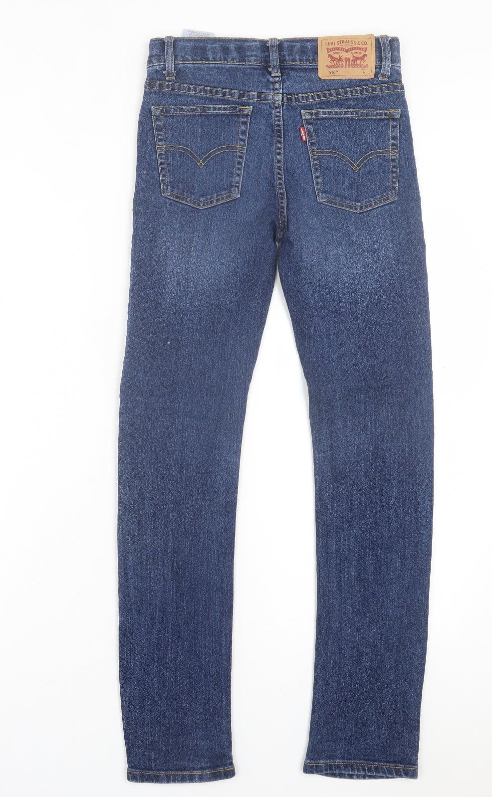 Levi's Girls Blue Cotton Skinny Jeans Size 14 Years Regular Button