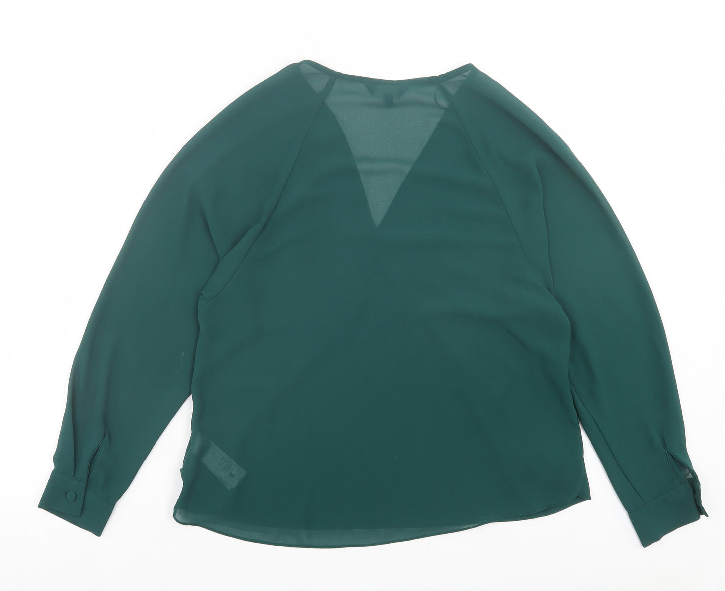 New Look Womens Green Polyester Basic Blouse Size 12 V-Neck