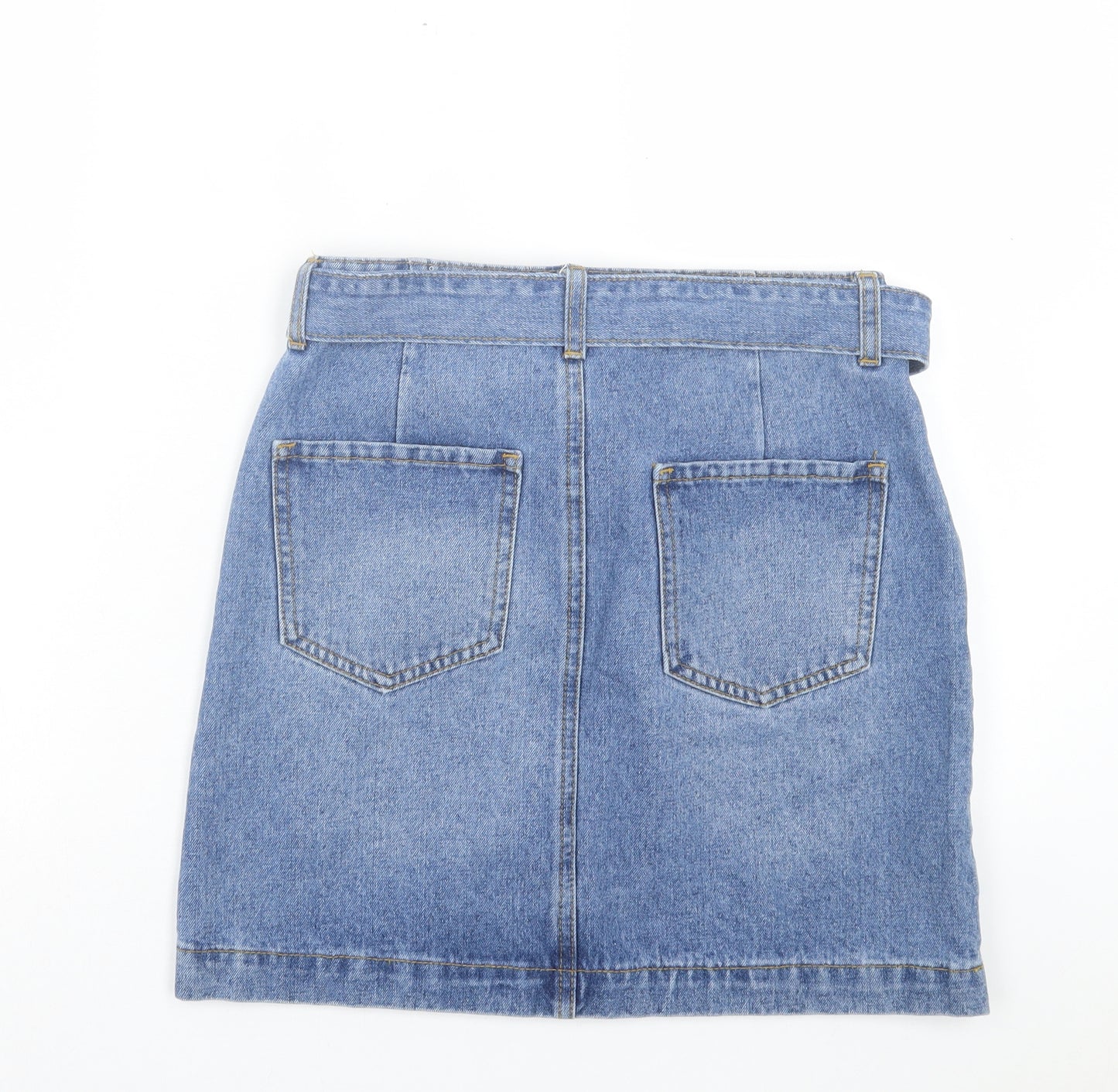 Peacocks Womens Blue Cotton A-Line Skirt Size 12 Button