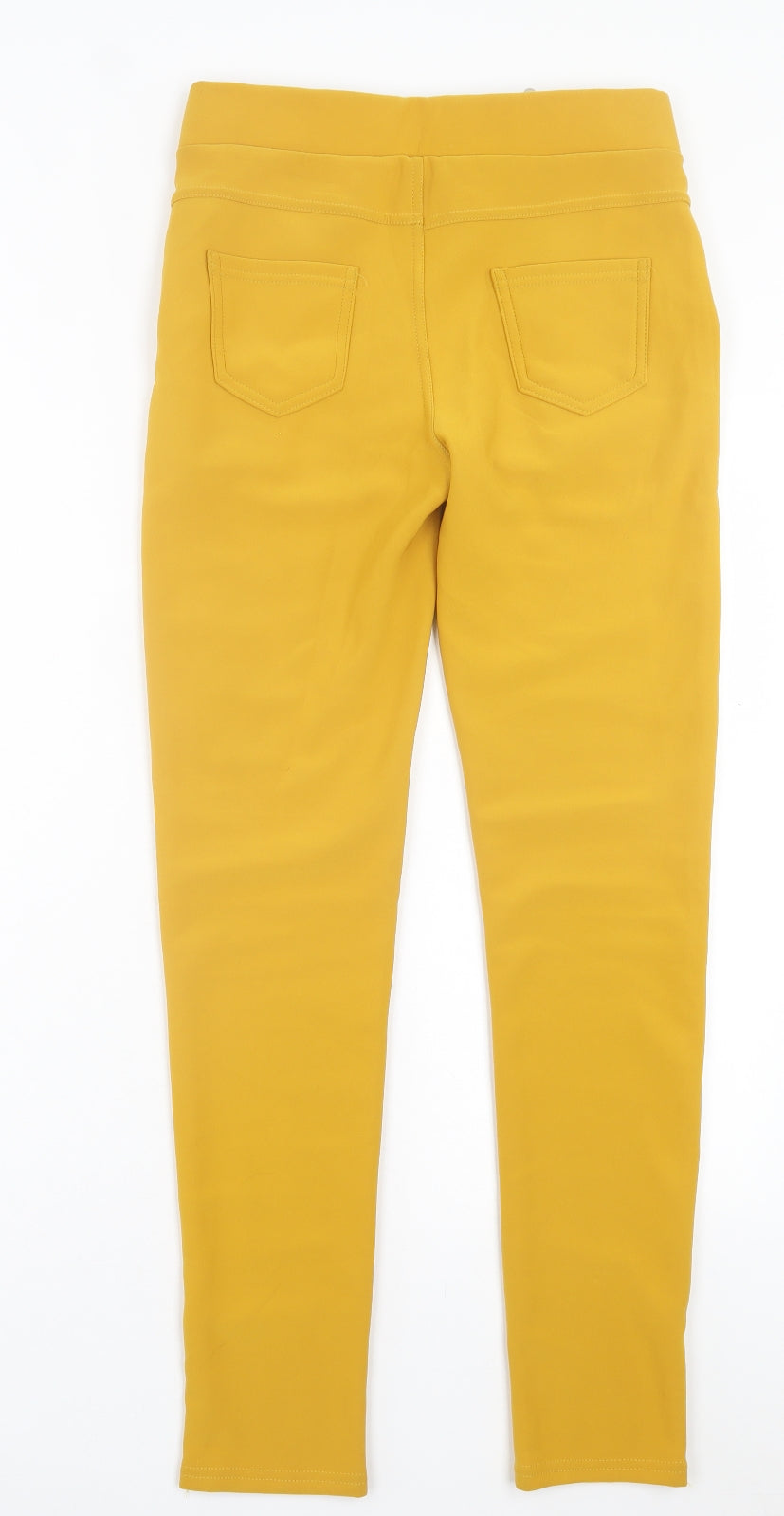 Preworn Womens Yellow Polyester Capri Trousers Size 28 in L28 in Regular Zip
