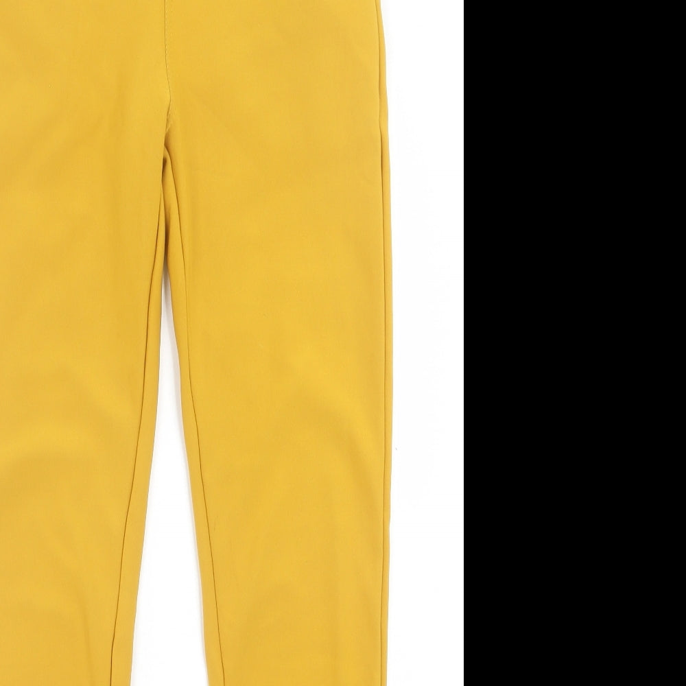 Preworn Womens Yellow Polyester Capri Trousers Size 28 in L28 in Regular Zip