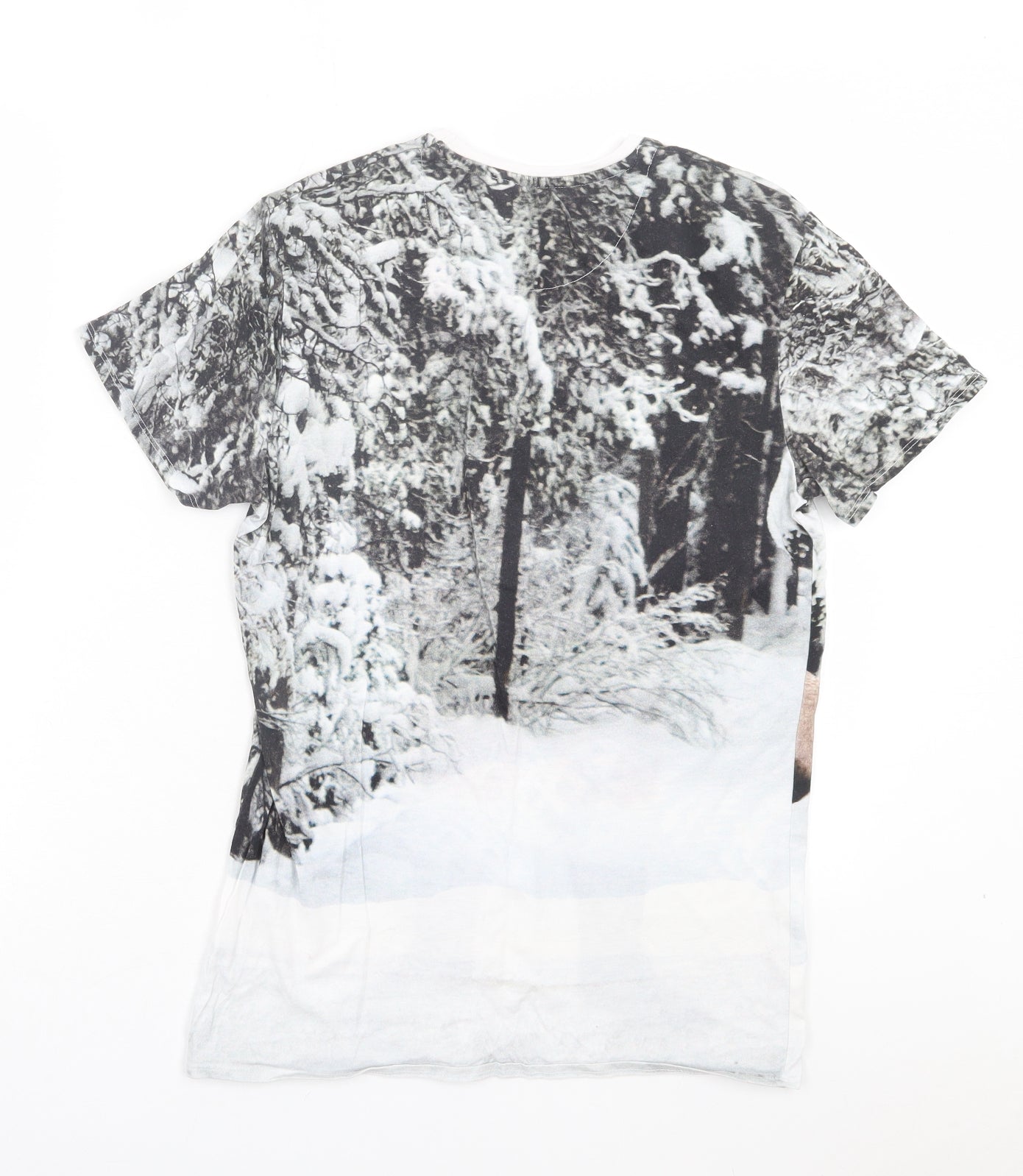 TU Mens White Cotton T-Shirt Size S Crew Neck - Christmas