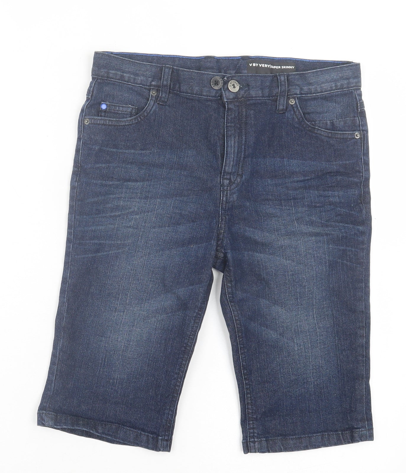 Very Boys Blue Cotton Bermuda Shorts Size 13 Years Regular Buckle
