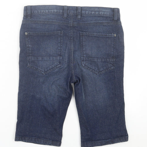 Very Boys Blue Cotton Bermuda Shorts Size 13 Years Regular Buckle