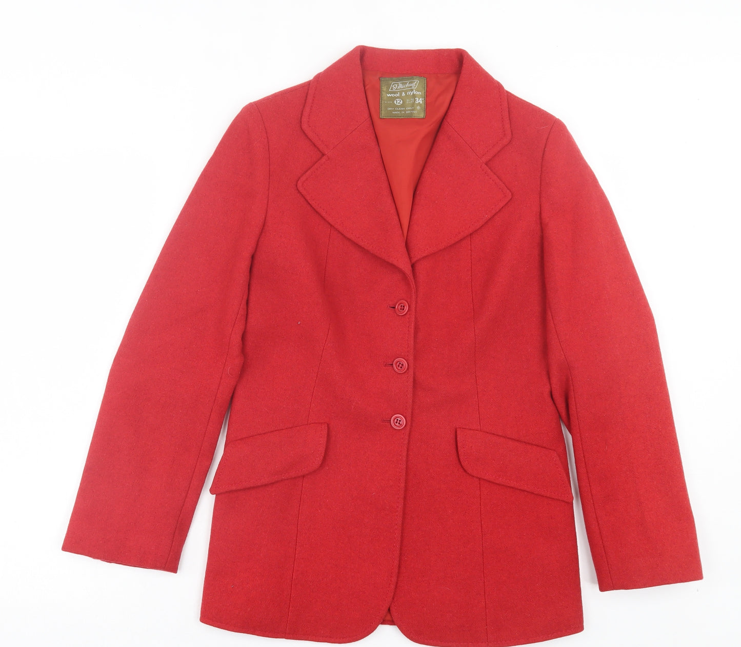 St.Micheal Womens Red Jacket Size 12 Button