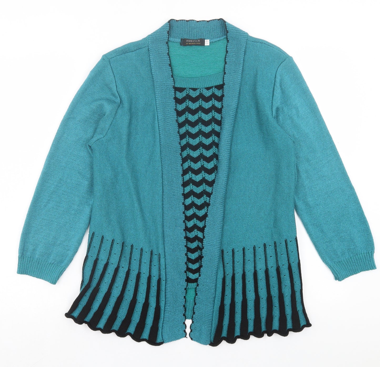 Michael Gold Womens Blue Boat Neck Geometric Acrylic Pullover Jumper Size S
