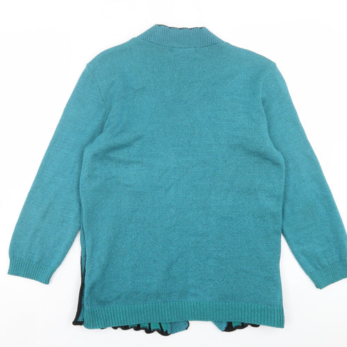 Michael Gold Womens Blue Boat Neck Geometric Acrylic Pullover Jumper Size S