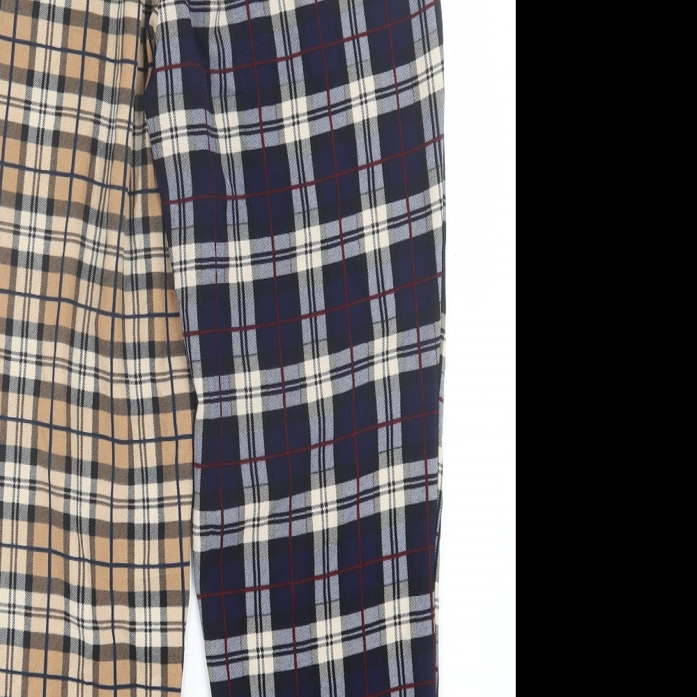 SheIn Womens Multicoloured Plaid Polyester Trousers Size L L25 in Regular