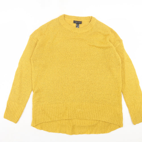 New Look Womens Yellow Collared Acrylic Pullover Jumper Size S