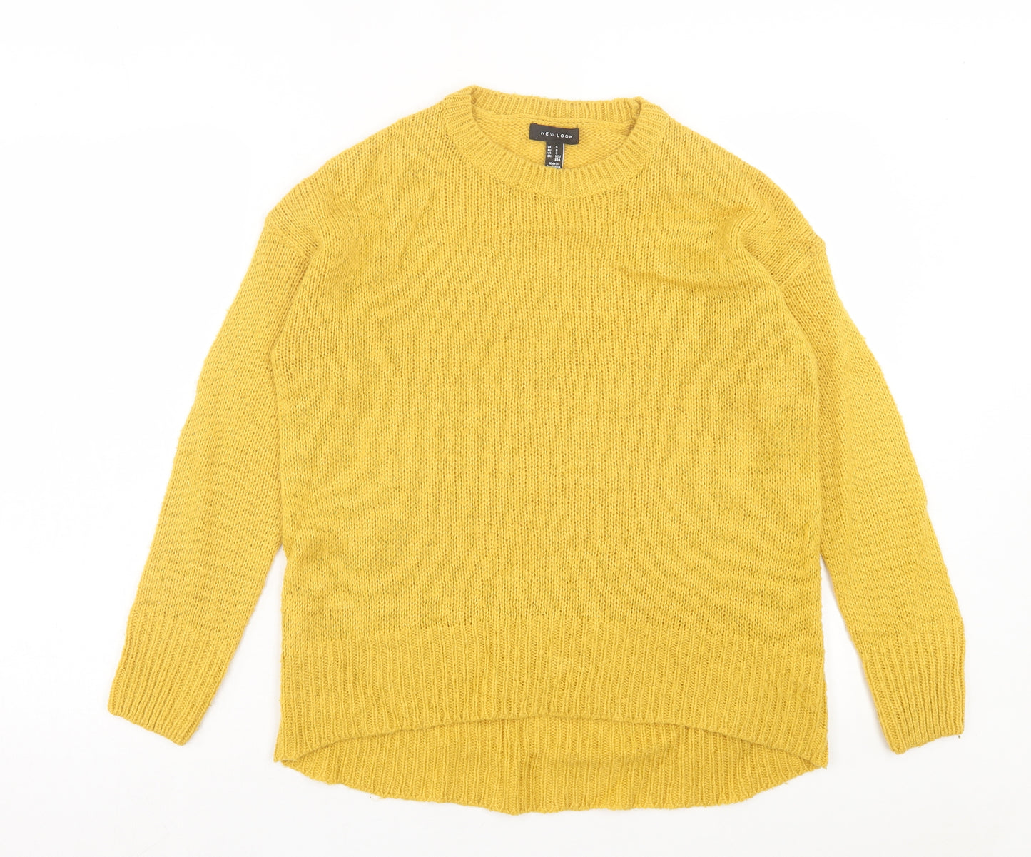 New Look Womens Yellow Collared Acrylic Pullover Jumper Size S