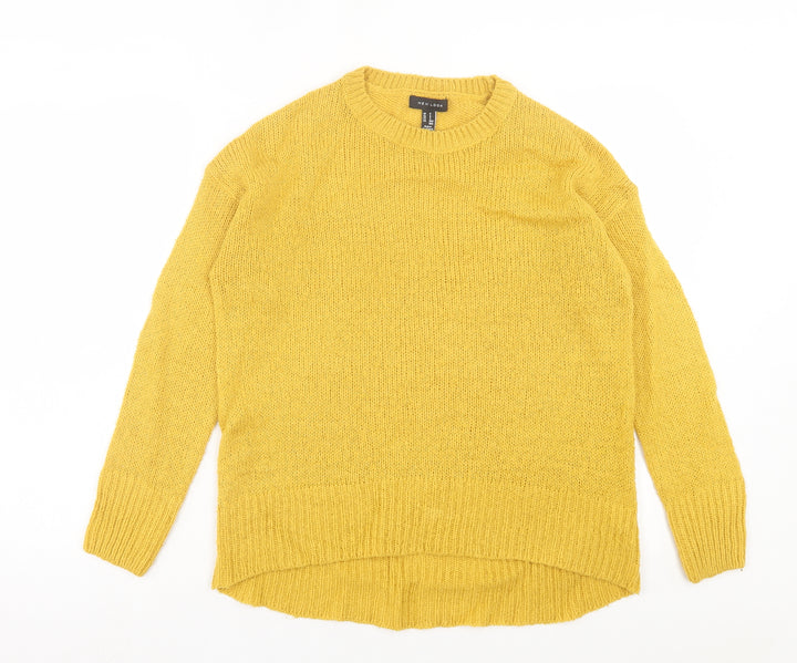 New Look Womens Yellow Collared Acrylic Pullover Jumper Size S