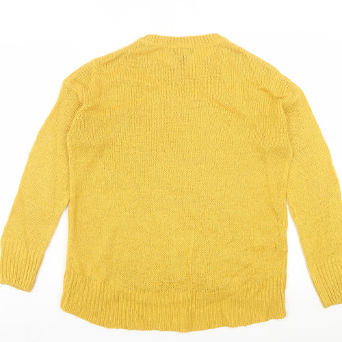 New Look Womens Yellow Collared Acrylic Pullover Jumper Size S