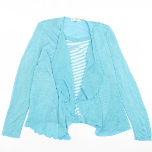 Lizzi Clarke Womens Blue Scoop Neck Striped Acrylic Pullover Jumper Size S