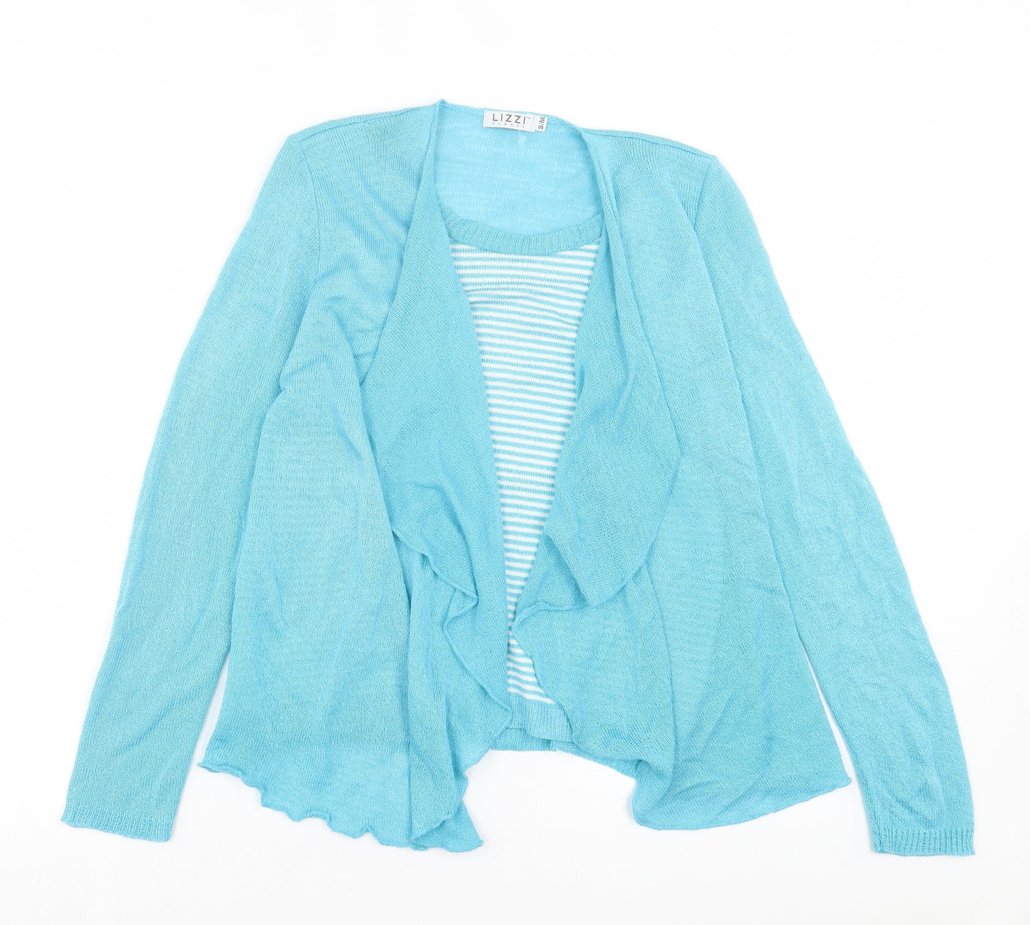 Lizzi Clarke Womens Blue Scoop Neck Striped Acrylic Pullover Jumper Size S