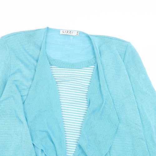 Lizzi Clarke Womens Blue Scoop Neck Striped Acrylic Pullover Jumper Size S