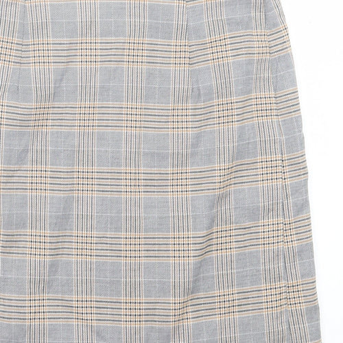 NEXT Womens Brown Plaid Polyester A-Line Skirt Size 6 Zip - Tailored