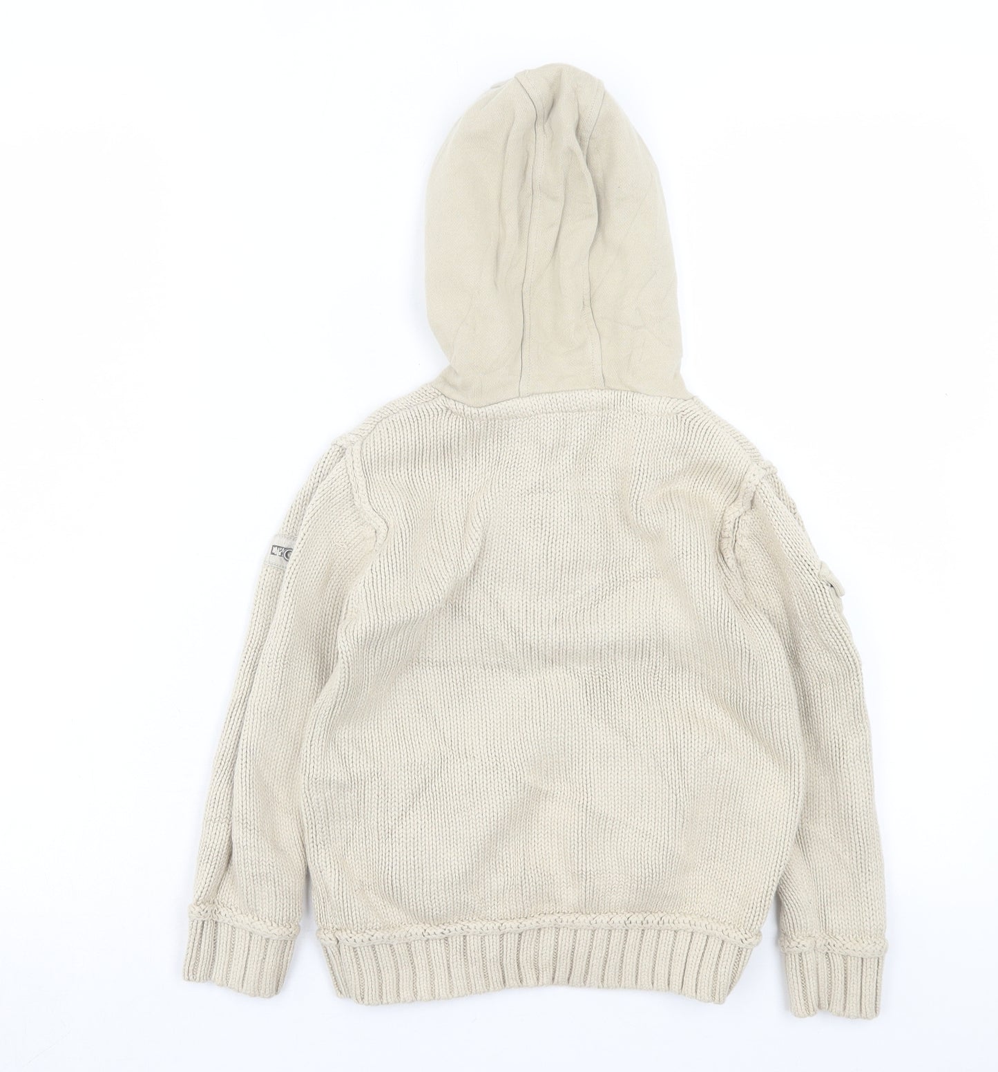NEXT Boys Beige Cotton Pullover Hoodie Size 4-5 Years Button