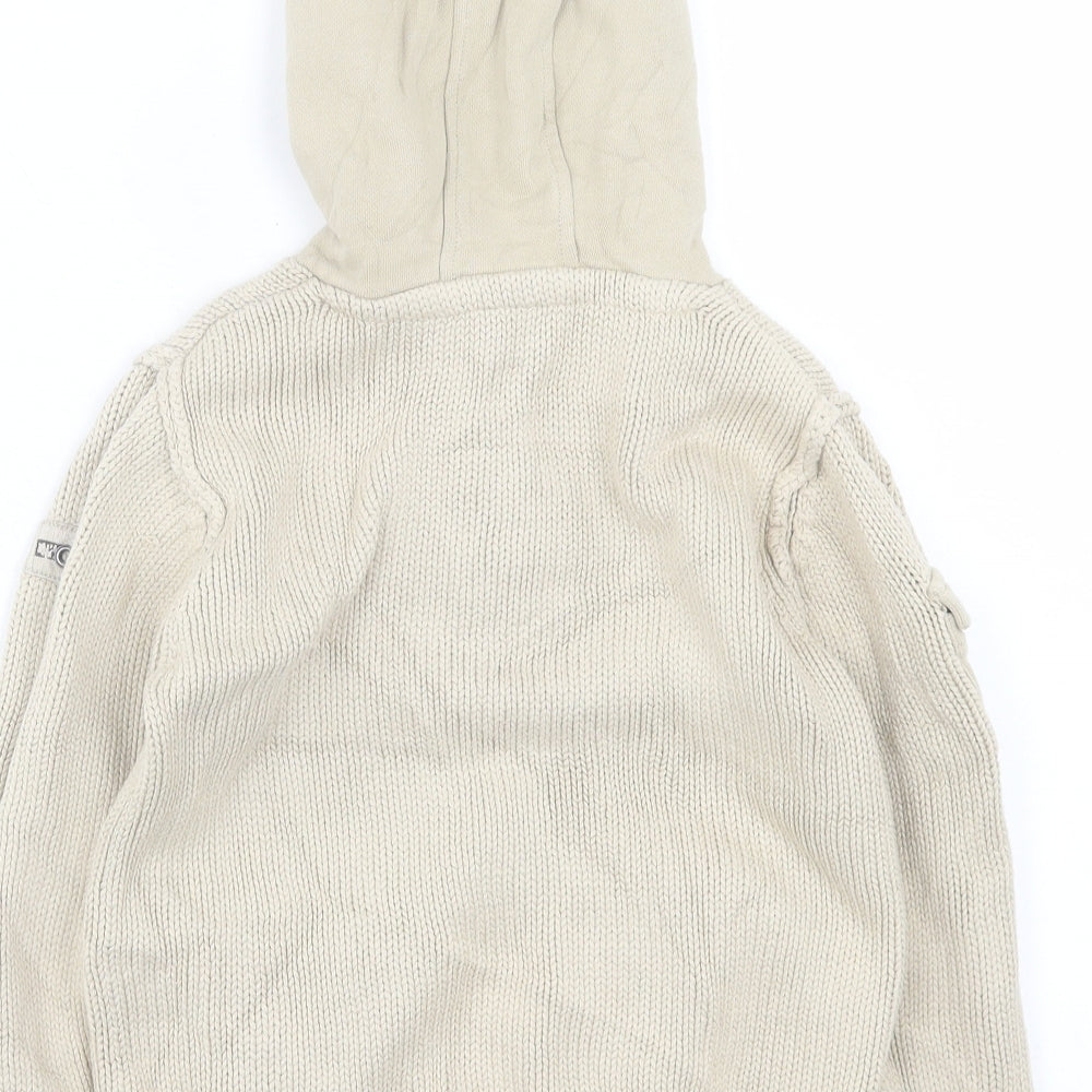NEXT Boys Beige Cotton Pullover Hoodie Size 4-5 Years Button
