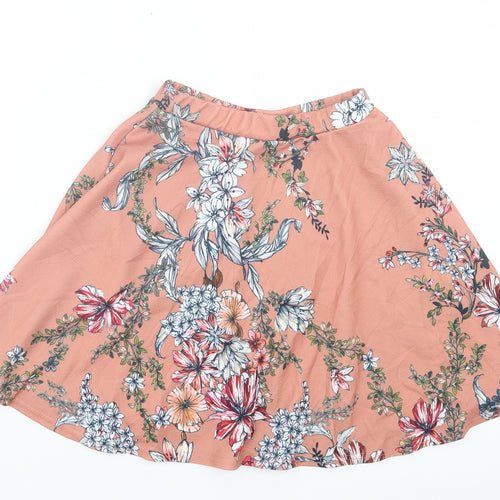 Boohoo Womens Pink Floral Polyester Skater Skirt Size 6