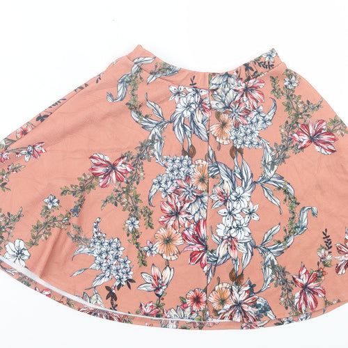 Boohoo Womens Pink Floral Polyester Skater Skirt Size 6