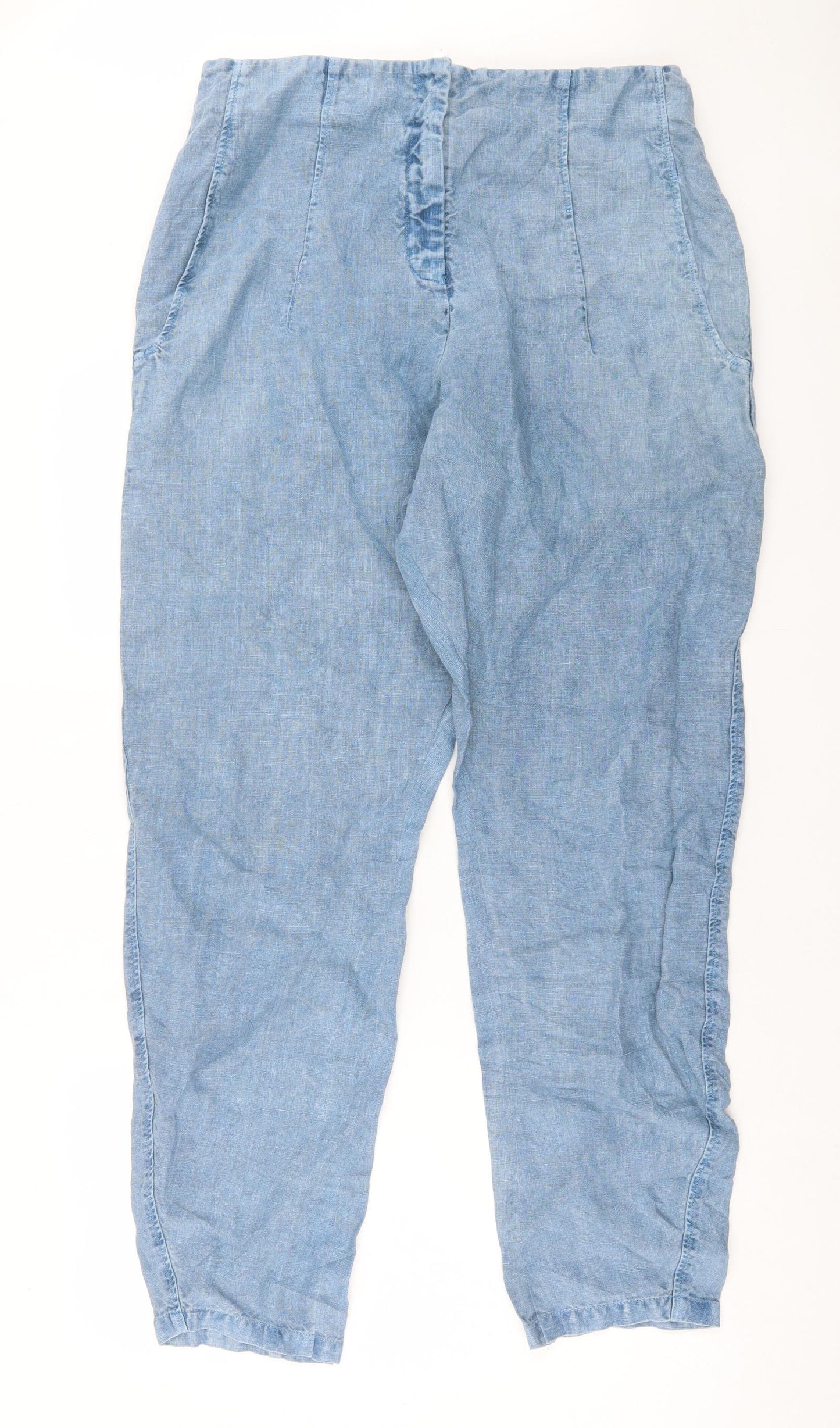 OSKA Womens Blue Cotton Trousers Size 36 in L31 in Regular Zip