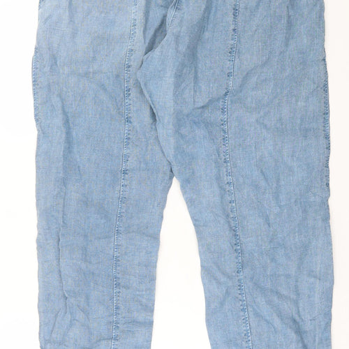OSKA Womens Blue Cotton Trousers Size 36 in L31 in Regular Zip