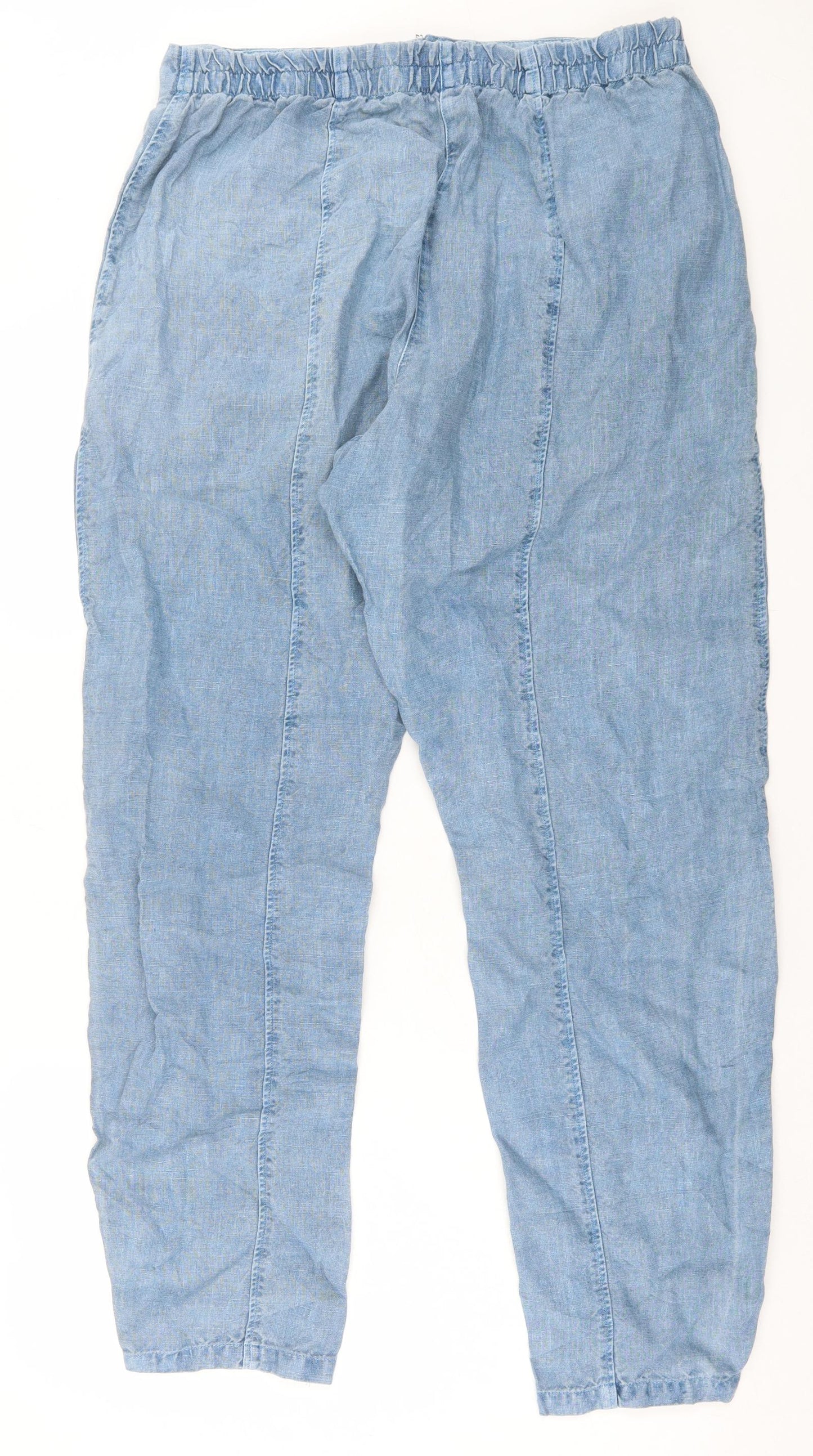 OSKA Womens Blue Cotton Trousers Size 36 in L31 in Regular Zip