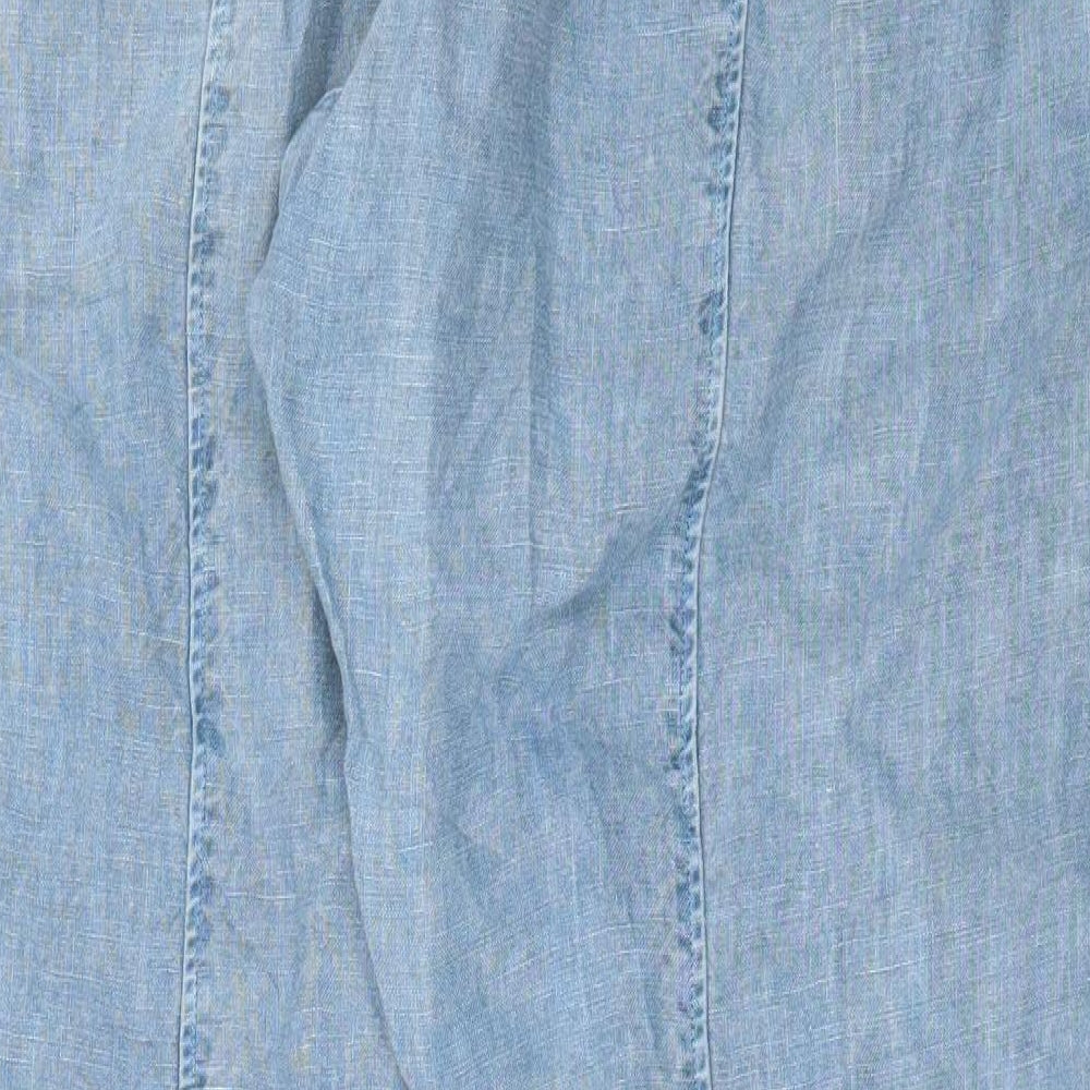 OSKA Womens Blue Cotton Trousers Size 36 in L31 in Regular Zip