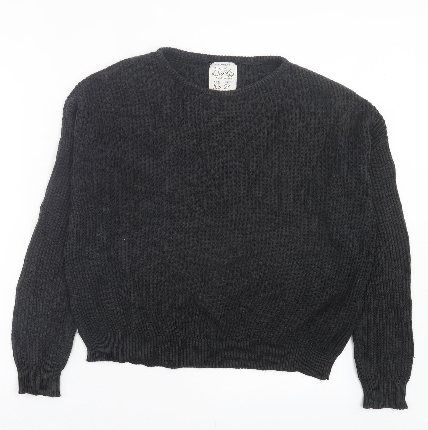 Pull&Bear Womens Grey Crew Neck Cotton Pullover Jumper Size XS