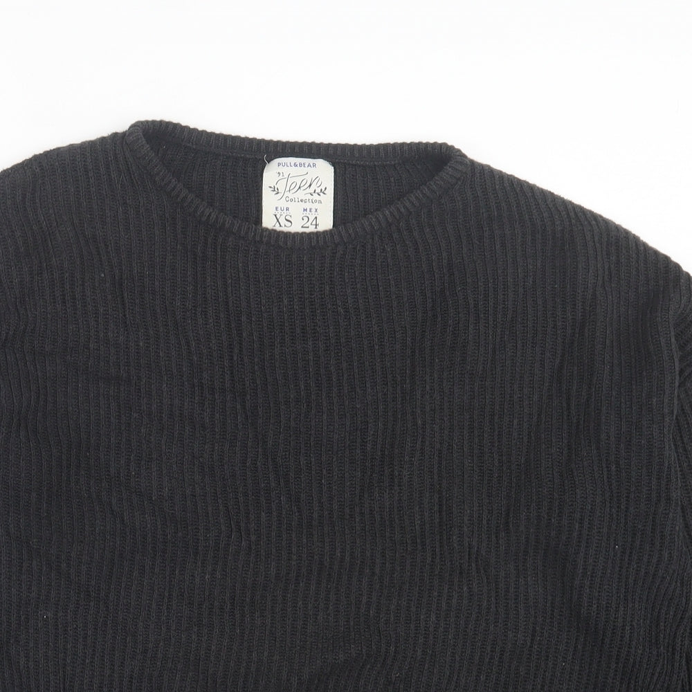 Pull&Bear Womens Grey Crew Neck Cotton Pullover Jumper Size XS