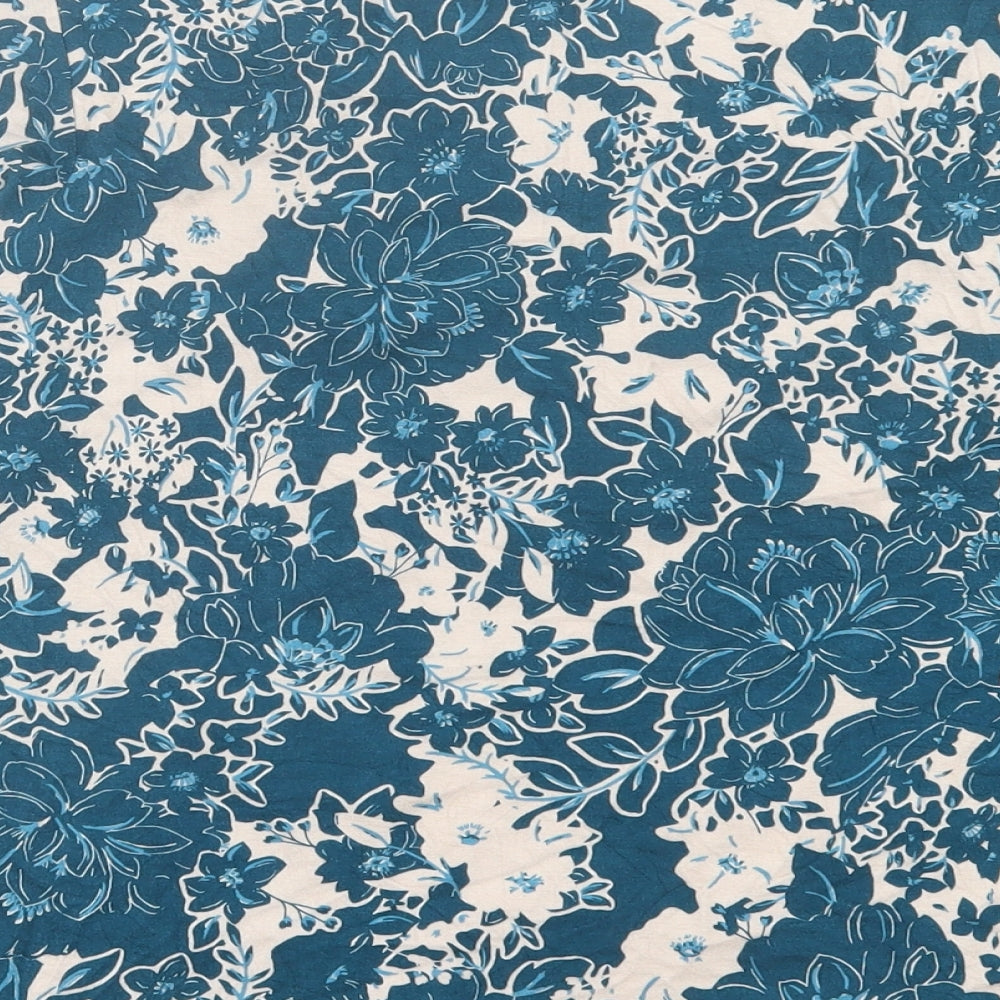 Eastex Womens Blue Floral Viscose Basic T-Shirt Size 10 Square Neck