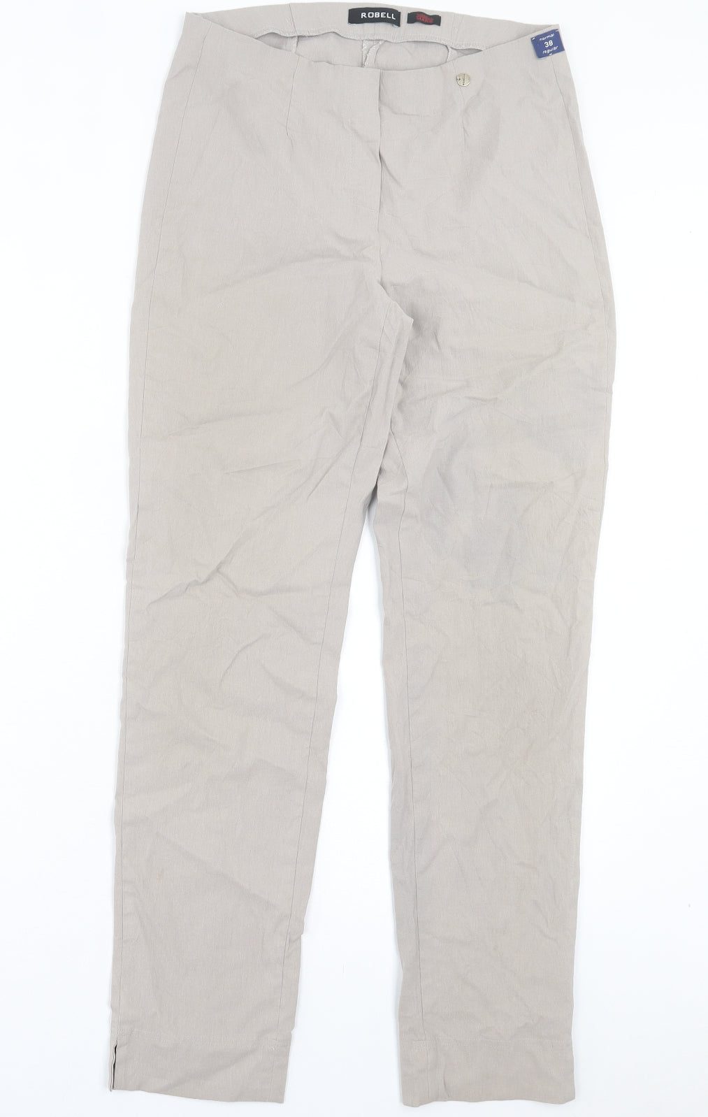 Robell Womens Beige Polyester Trousers Size 10 L30 in Regular