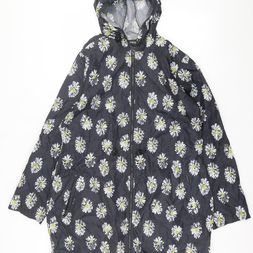 George Womens Black Floral Jacket Size 12 Zip