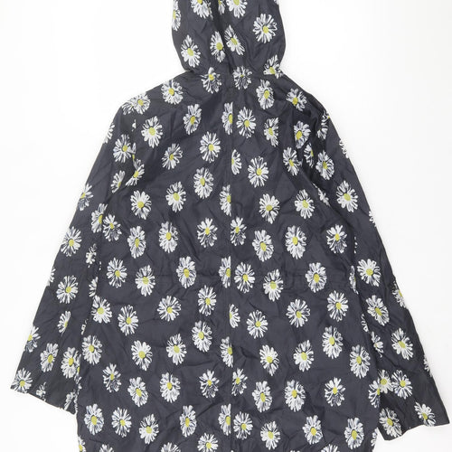 George Womens Black Floral Jacket Size 12 Zip