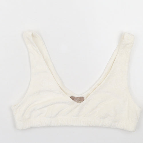 H&M Womens White Polyester Cropped Tank Size S V-Neck