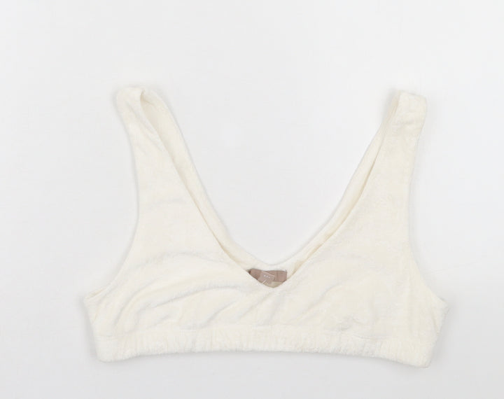 H&M Womens White Polyester Cropped Tank Size S V-Neck