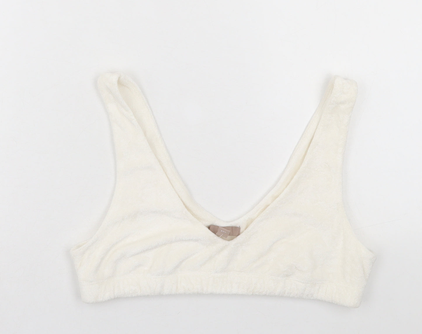 H&M Womens White Polyester Cropped Tank Size S V-Neck