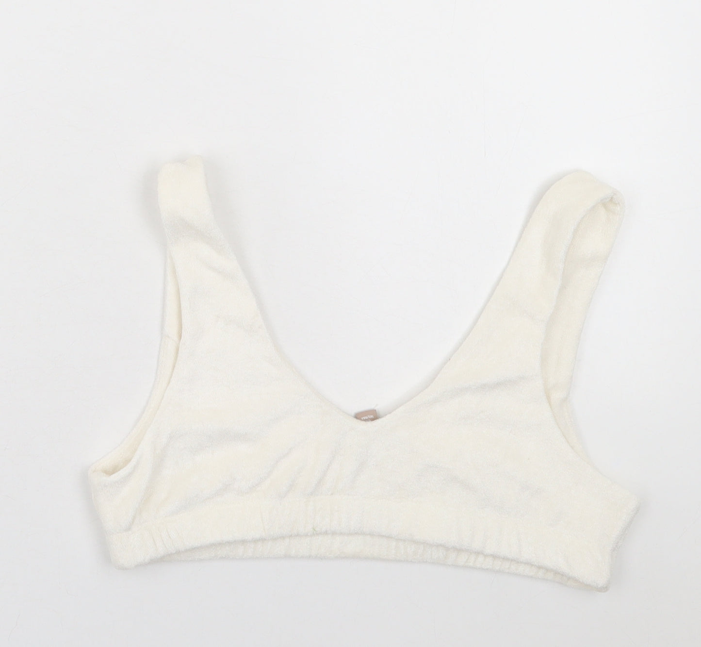 H&M Womens White Polyester Cropped Tank Size S V-Neck