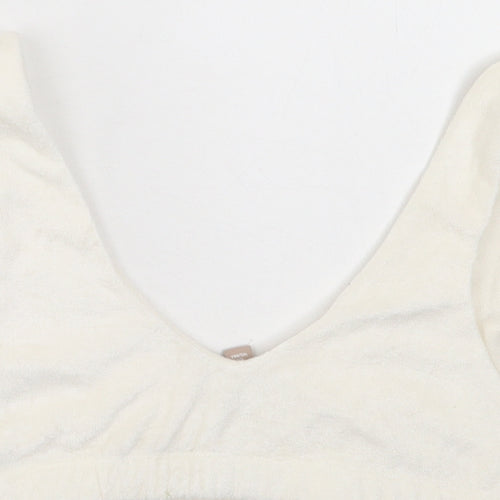 H&M Womens White Polyester Cropped Tank Size S V-Neck