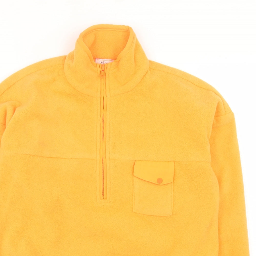 Oh Polly Womens Orange Jacket Size 4 Zip - Cropped, Neon